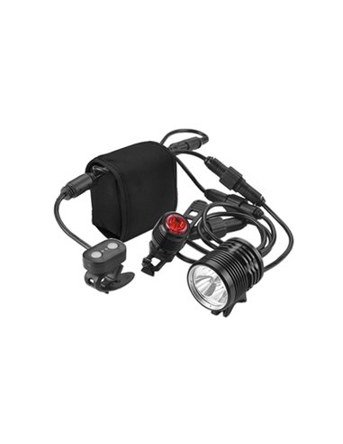 Set de luces bicicleta  LED delantera 3000lm + trasera 50lm con batería externa recargable