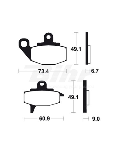 Position des plaquettes de frein organiques Tecnium MA102: avant