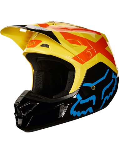 Capacete MotoCross Fox V2 2018 Preme black/yellow Tamanho S Outlet