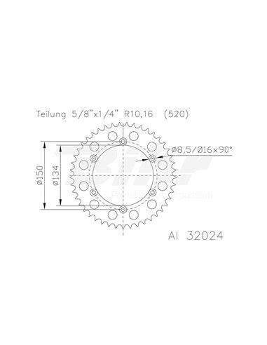 Corona ESJOT Aluminio plata 51-32024-49 dientes