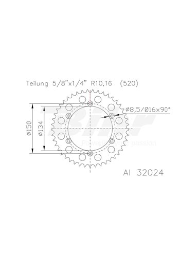 Corona ESJOT Aluminio plata 51-32024-51 dientes