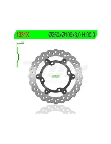 Disco de freio flutuante ondulado NG 1031X Ø250 x Ø109 x 3