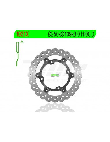 Wavy floating brake disc NG 1031X Ø250 x Ø109 x 3