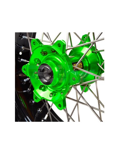 Haan Wheels complete wheel black rim 17-5.00 green hub 1 26009/3/7