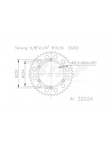 Corona ESJOT Alumini plata 51-32024-50 dents