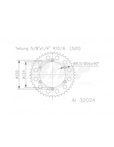 Corona ESJOT Aluminio negro 51-32024-50BP dientes