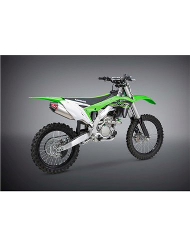 Linea completa escape Yoshimura Signature RS-4, inox, Silencioso aluminio y tapa carbon, KX250F