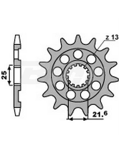 Piñón PBR 13 dents per a cadena pas 520 Kawasaki KX450F