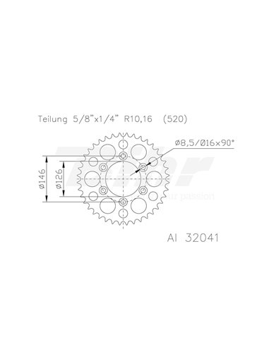 Couronne aluminium ESJOT 51-32041-51 dents