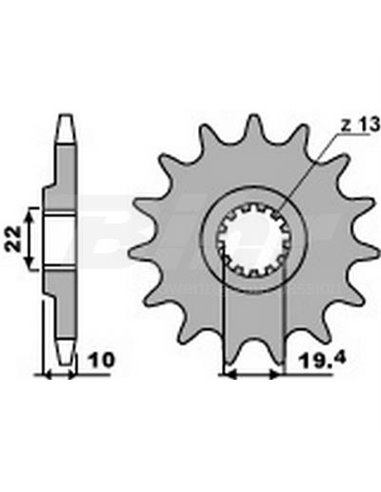 Pignon PBR 13 dents pour pas de chaîne 520 Suzuki RM250