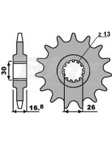 Pignon PBR 16 dents acier anti-bruit pas 530 type 347