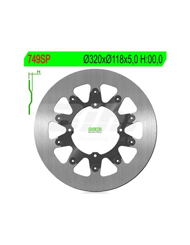 Brake disc NG without vents 749SP Ø320 x Ø118 x 5