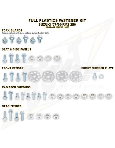 Kit tornillería de plástica Bolt SUZ 07-09 RMZ250 Bolt SUZ-0710020