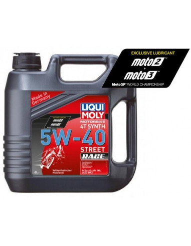 Carafe of 4L Liqui Moly 100% synthetic 5W-40 Street Race oil