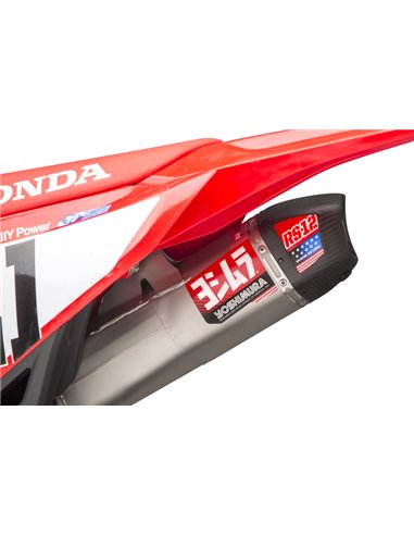 Linea completa escape Yoshimura RS-12, acero inoxidable, Silencioso inoxidable y tapa de carbono, Honda CRF 250 2022-2023