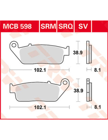 SV Series Sindered Brake Pads TRW MCB598SV