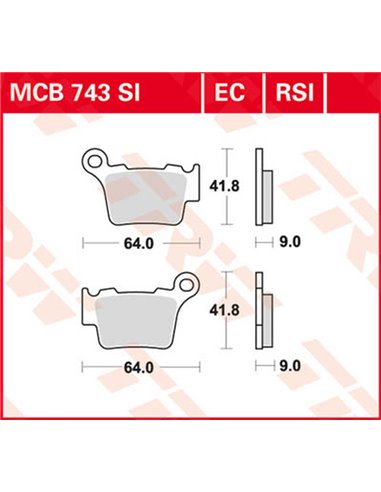 Pastillas de freno sinterizadas offroad Race serie RSI TRW MCB743RSI