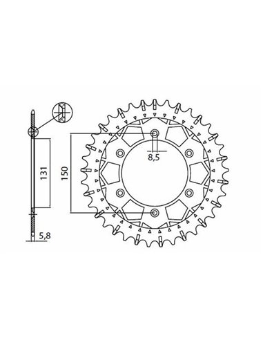 Coronas de acero inoxidable Works Z SUNSTAR SPROCKETS 8-3619-49